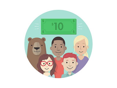 Invite friends, earn $10 dollar illustration money referral sticker mule stickers vector