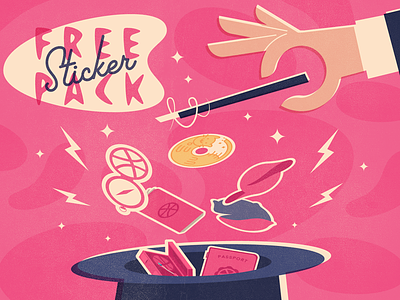 Hat Trick - Free Dribbble Sticker Pack custom stickers dribbble free giveaway magic playoff sticker mule stickers