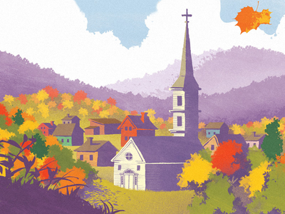 Our Town Poster illustration new england our town poster valley village
