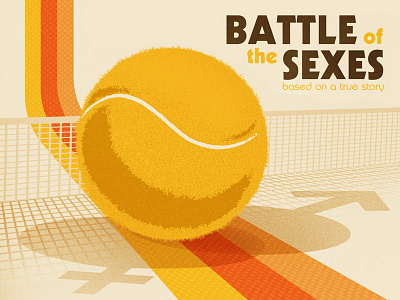Battle of the Sexes poster 1970s airbrush battle of the sexes billy jean king bobby riggs illustration movie poster retro tennis texture vintage