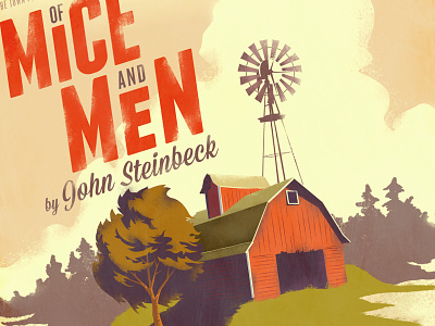 Of Mice and Men poster barn illustration retro steinbeck windmill