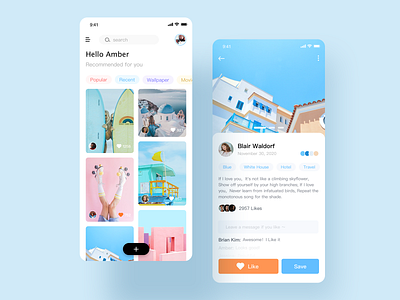 picture recommendation app ui by Amber Peng on Dribbble