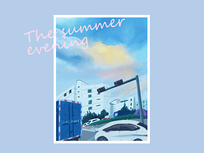 Illustration-the summer evening cloud draw illustration print summer