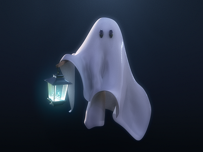 Ghost in the Dark 3d art 3d render arnold render c4d character art character design cinema 4d dark design ghost halloween render spooky still life