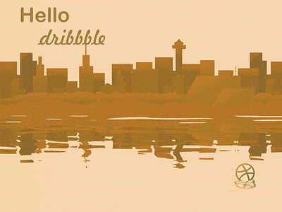 Hello dribbble city hello dribble illustration