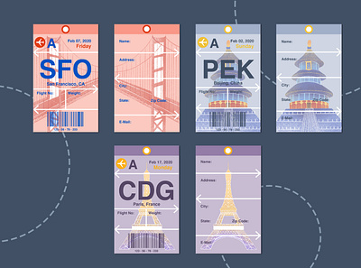 Travel Tag Design adobe illustrator adobe photoshop cdg design flight graphicdesign illustration pek procreate sfo travel tag typography