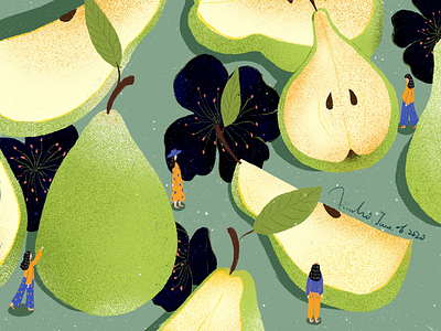 Pear art artwork digital art green illustration pear procreate