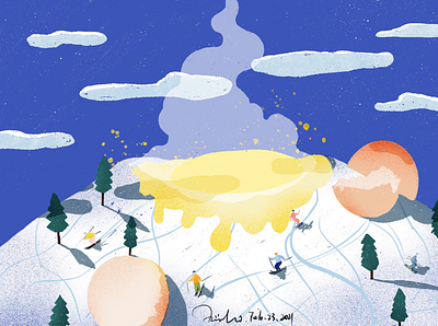 Skiing - The Egg Series artwork digital art digital illustration digitaldrawing egg flat illustration illustration procreate skiing