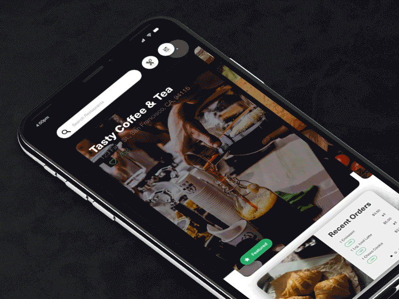 Food Delivery Application animated app design burger cake coffee delivery app food app food delivery gif interaction interaction design invision invision studio invisionstudio motion graphics prototype animation ui ux