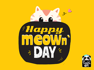 happy meown~day! art cat design flat illustration kawaii logo monday vector