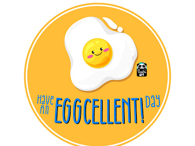 Eggcellent Day art design flat food food art foodpun illustration kawaii typography vector