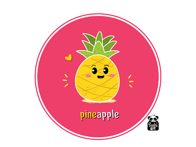 Pineapple art design flat food food art fruit illustration kawaii pineapple vector yellow