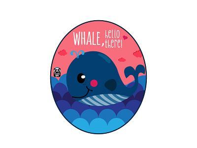 Whale, hello there :) art design flat illustration kawaii typo vector whale