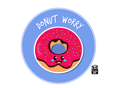 Donut worry art design dessert donut flat food food art foodpun illustration kawaii typography vector yum