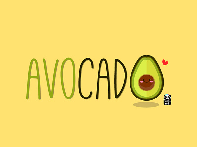 Avocado art avocado cute design flat food food art fruit healthyfood illustration kawaii typo typography vector