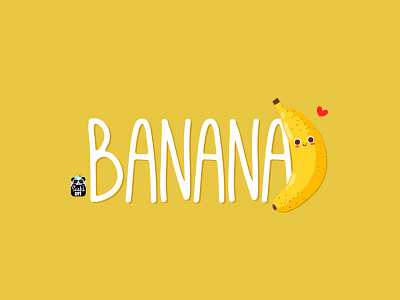 Bananananana art banana cute design flat food food art foodpun fruit illustration kawaii typo typography vector yellow