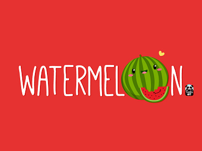 Watermelon art cute design flat food food art fruit green illustration kawaii red typo typography vector watermelon