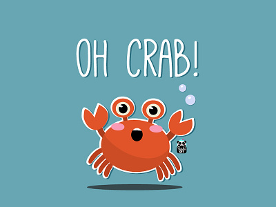oh crab! art crab crap cute design flat illustration kawaii sea typo typography vector