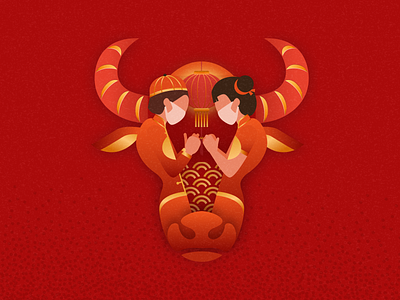 Year of Metal Ox in Pandemic Era 2021 china chinese new year cny corona covid design illustration metal ox peoples red vector virus