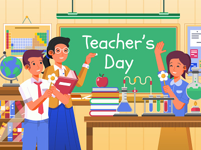 Happy Teachers Day in Classroom