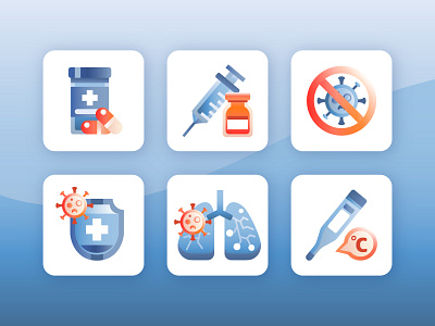 Blue Orange Vaccine Icons Design 1