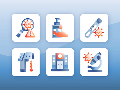Blue Orange Vaccine Icons Design 2