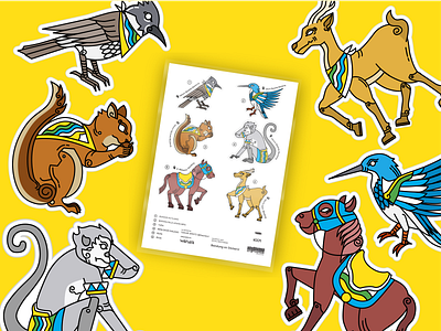 Bandung Fauna Sticker Set animal bandung blue cartoon character design fauna illustration indonesia java sticker vector west