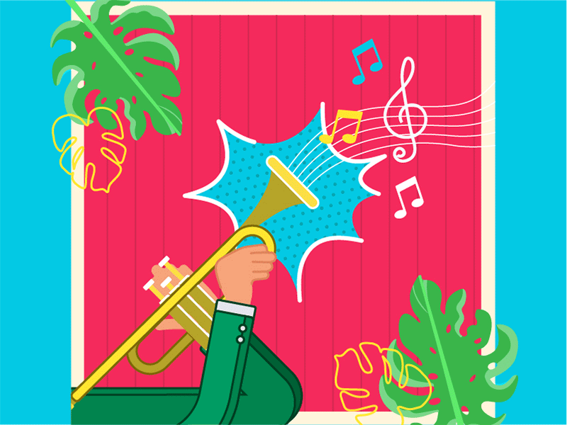 Tropical Trumpet animated animation design gif illustration motion music reggae song sound tropical trumpet vector