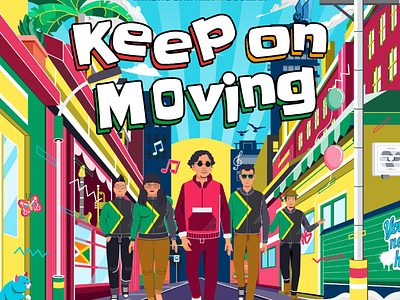 Keep On Moving - Title beach character design dj hawaii illustration jamaica music people reggae singer vector video