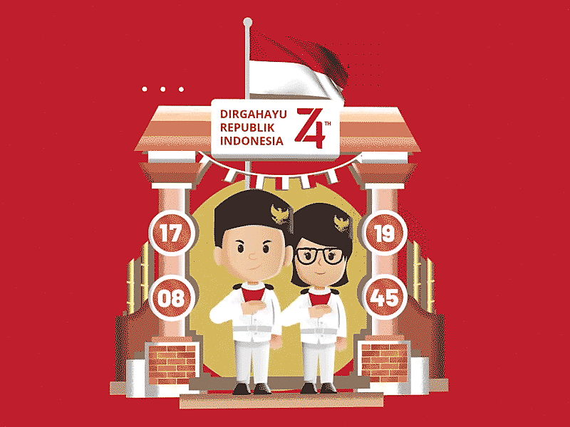 Celebrate the 74th Independence Day 17 august branding character day design icon illustration illustrator independence indonesia mural people peoples vector