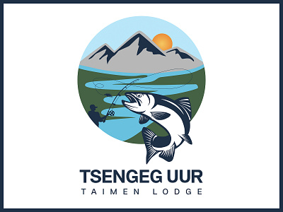 Taimen Lodge brand branding illustration lodge logo taimen taimen lodge tsengeg uur vector