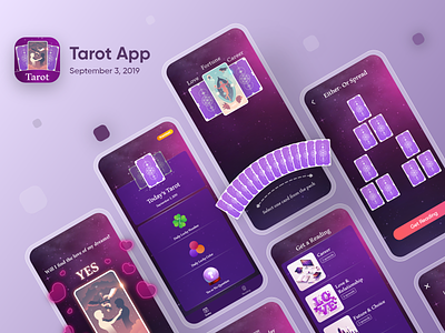 Tarot App app design application behance branding design featured interaction interface minimal mobile sketch ui ui kit uidesign uiuxdesigner user interface ux xd xd design xd sketch