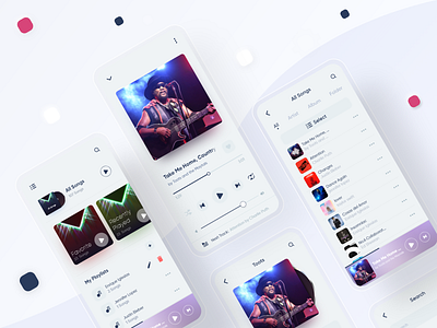 Music Player App animation app app design application artist design designer minimal mobile music music app music player playlist song trends ui ui kit uiux user interface xd