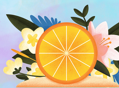 Flower orange illustration 手绘 插画 插画设计 纹理