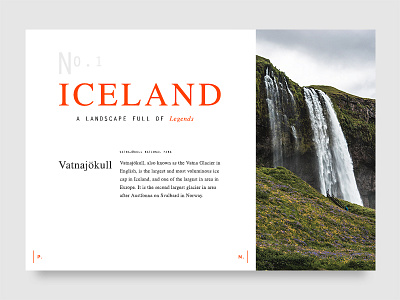 Iceland Legends Card digital iceland landscape minimal simple typography ui user experience user interface ux waterfall website