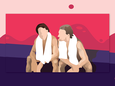 Business meeting in a sauna advertising advertising campaign brand and identity color color scheme colorful design digital drawing freelance freelance illustrator freelancer illustr8ed illustration illustration agency illustration challenge illustration design illustration digital illustrator sauna