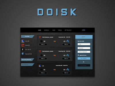 DOISK - eSports Betting website esports web design