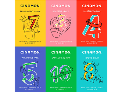 CINAMON Tickets packs design cinema design graphic graphic design illustration illustrator ui uiux ux vector
