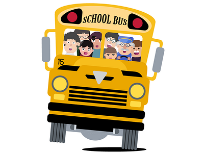 School Bus 2d art bus colorful colors design flat illustration illustrator kids photoshop shchool vector wacom tablet