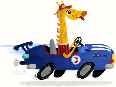 Giraffe is driving