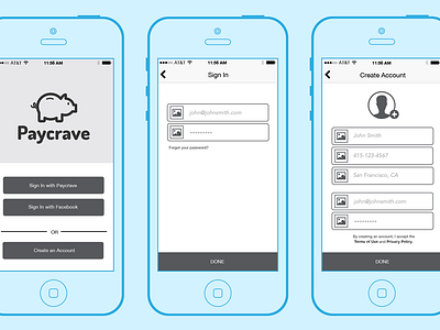 Paycrave Wireframe for iPhone 5