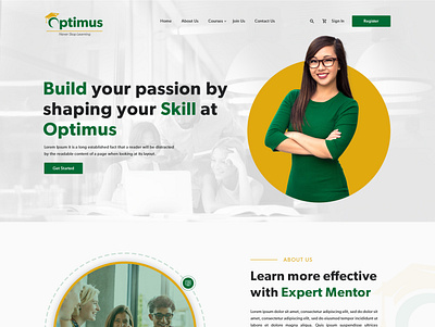 Optimus Home Page Design e learning header ui web design website