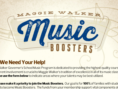 Music Boosters logo brochure flyer typography