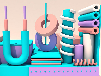 Collage 3d animation cinema 4d colours design illustration