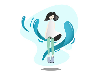 Aura adobe illustrator concealed design flat design flat design float floating girl girl character power shadow water