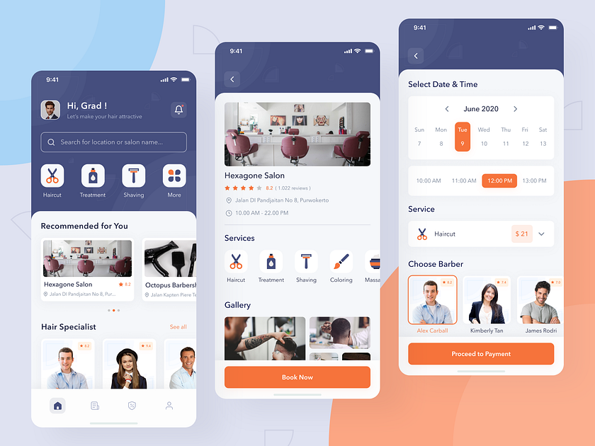 Hair Salon App by Rizal Gradian on Dribbble