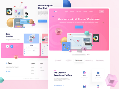 ⚡️Bolt Landing Page 3d art agency clean customers design illustration shop shopping start up ui ux web web design website