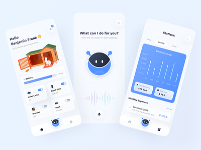 🐇Smart Hutch with AI Assistant ai app apps artificial intelligence blue clean control design hutch ios iot mobile mobile app modern rabbit smart smarthome ui ux