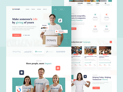 Rewanghi - Donation and Charity Website agency agency website charity clean donate donation insurance landing page ui ux volunteer web web design website
