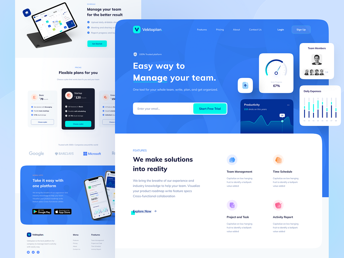 Vektoplan - Landing Page Promotion by Rizal Gradian for Vektora on Dribbble